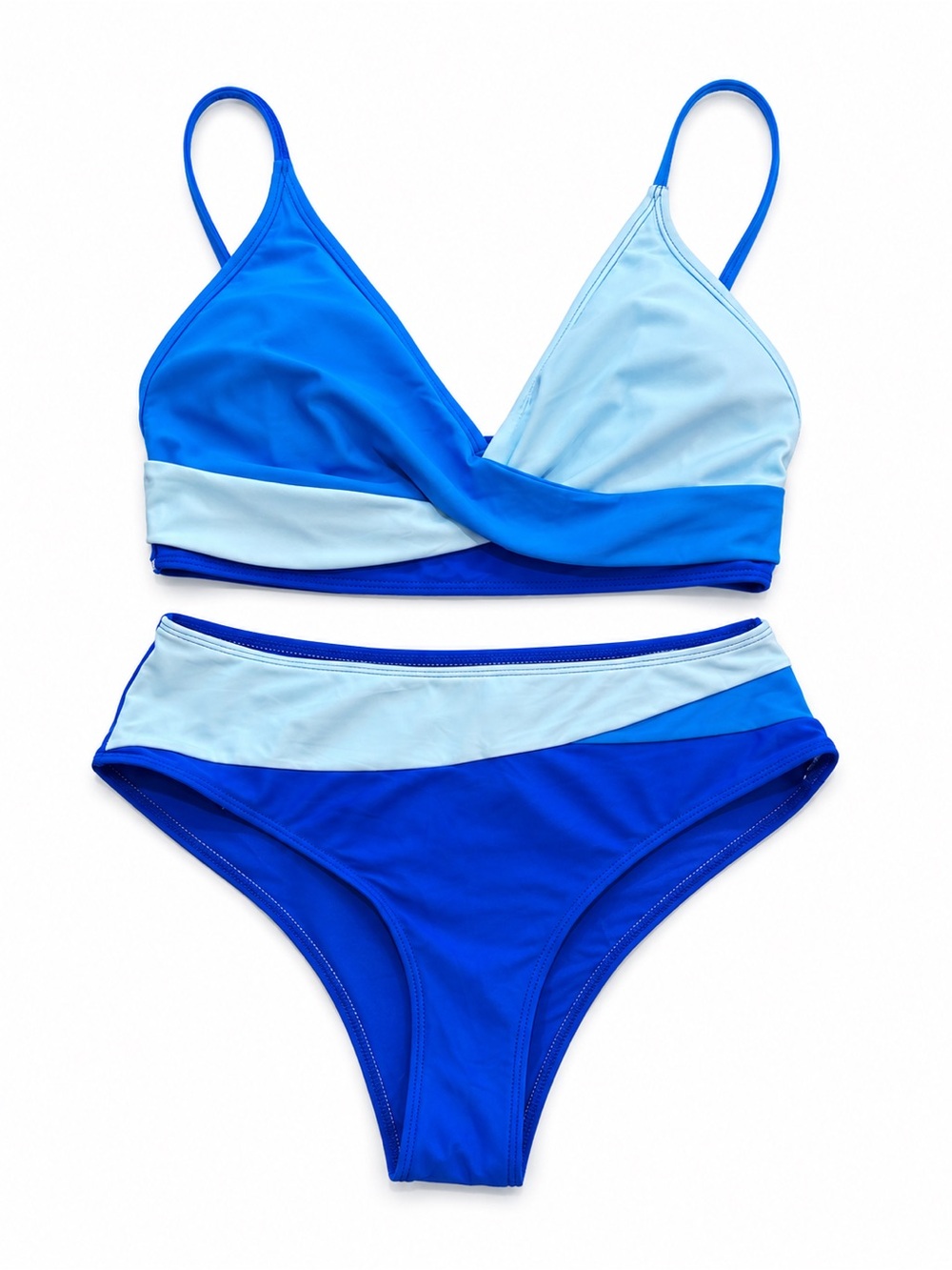 SHEIN Blue Two-Tone Bikini Set